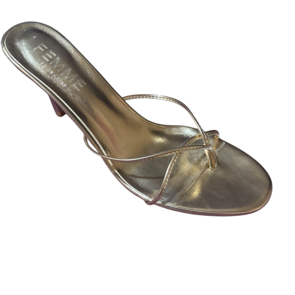 FEMME Sicilian Gold Strappy Heels with Dust Bag New in Box